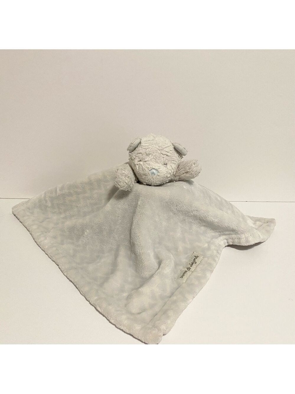 Blankets & Beyond Blue White Teddy Bear Lovey Soft Cuddle Stuffed Animal Toy Boy
